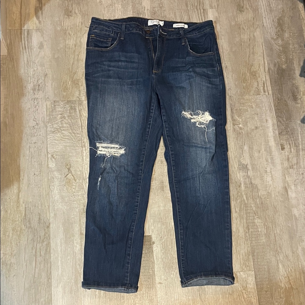 Jessica Simpson Dark Blue Distressed Boyfriend Jeans ankle
